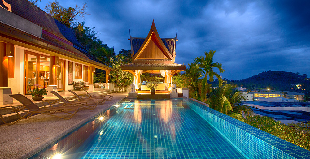 Baan Surin Sawan - Infinity pool at sundown